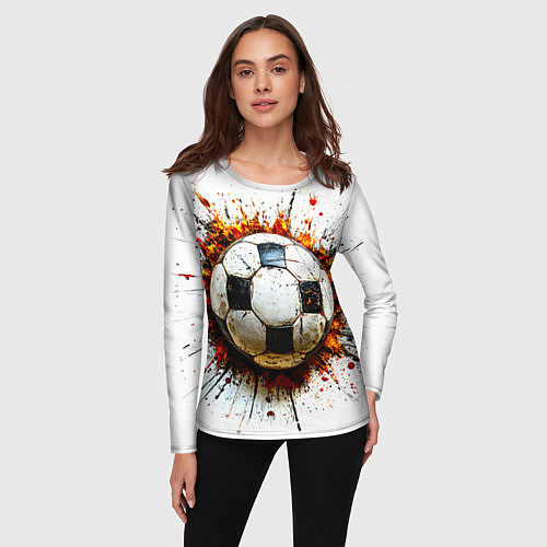 Женский лонгслив Футбольный мяч на белом / 3D-принт – фото 3