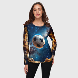 Лонгслив женский Футбольный мяч в космосе, цвет: 3D-принт — фото 2