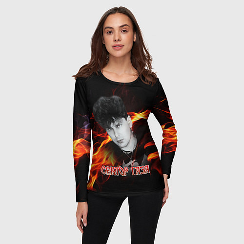 Женский лонгслив Сектор газа фон огня / 3D-принт – фото 3