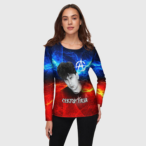 Женский лонгслив Сектор газа молнии на фоне / 3D-принт – фото 3