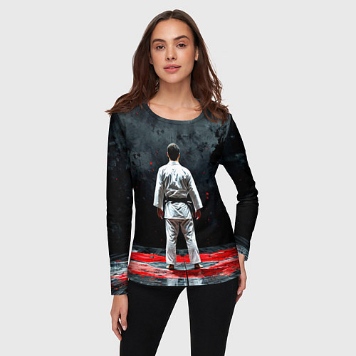 Женский лонгслив Айкидоист на черном / 3D-принт – фото 3