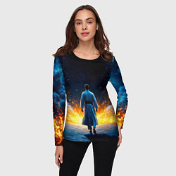 Лонгслив женский Айкидоист в огне и синий дым, цвет: 3D-принт — фото 2