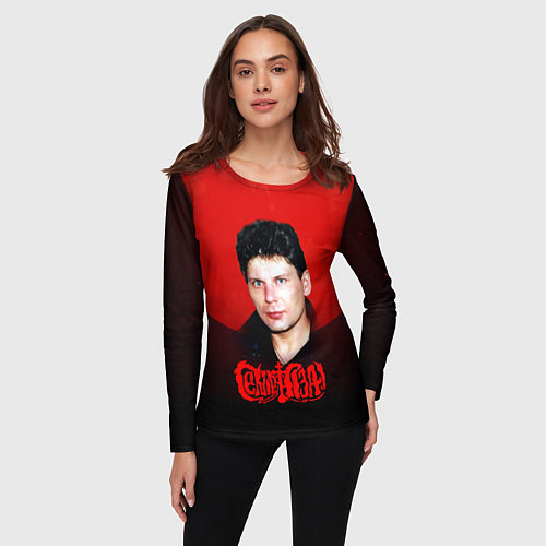Женский лонгслив Юрий Клинских красная луна / 3D-принт – фото 3