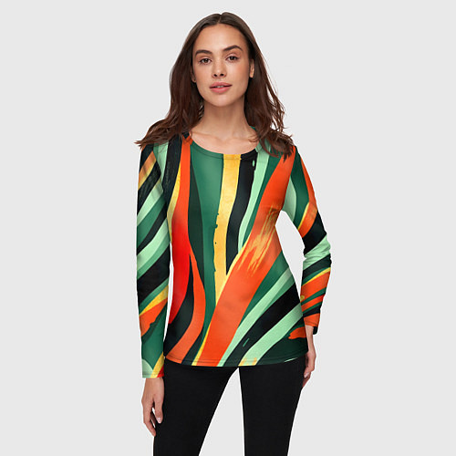 Женский лонгслив Тропическая жаркая абстракция / 3D-принт – фото 3