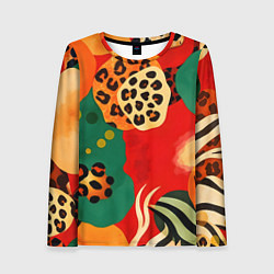 Лонгслив женский Анималистичный африканский паттерн, цвет: 3D-принт