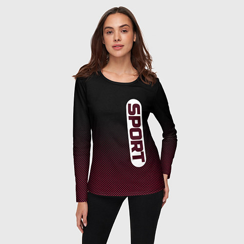 Женский лонгслив Sport чёрно-розовый текстурный градиент / 3D-принт – фото 3