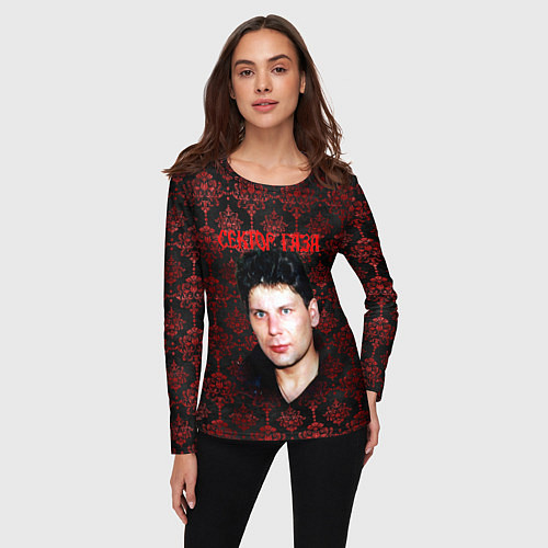 Женский лонгслив Сектор газа красные узоры / 3D-принт – фото 3