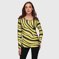 Лонгслив женский Светлый тигровый паттерн, цвет: 3D-принт — фото 2