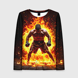 Лонгслив женский Боксер в огне, цвет: 3D-принт
