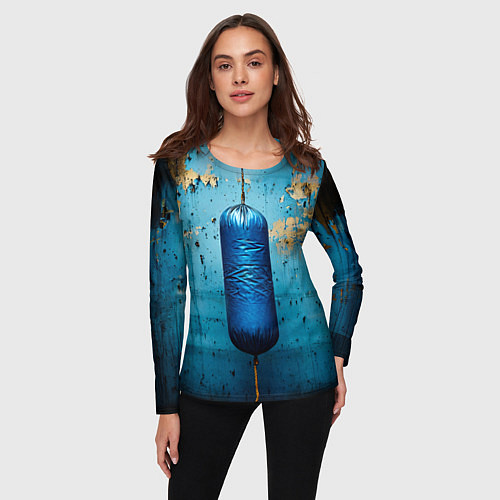 Женский лонгслив Синяя боксерская груша / 3D-принт – фото 3