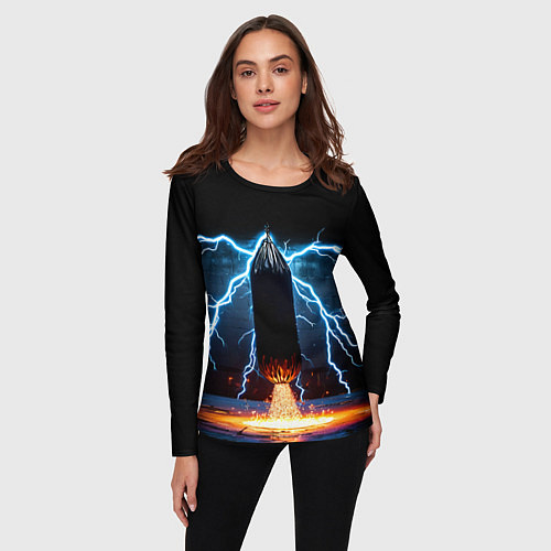 Женский лонгслив Боксерская груша и молния / 3D-принт – фото 3