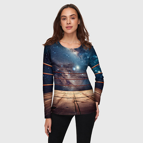 Женский лонгслив Космический ринг / 3D-принт – фото 3
