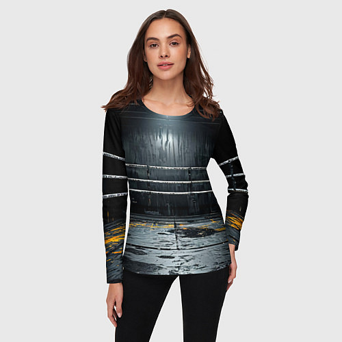 Женский лонгслив Черный ринг / 3D-принт – фото 3