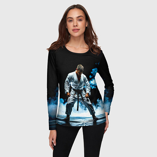 Женский лонгслив Боец джиу-джитсу в дыму / 3D-принт – фото 3