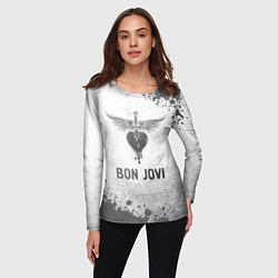 Лонгслив женский Bon Jovi - white gradient, цвет: 3D-принт — фото 2