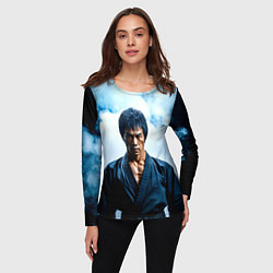 Лонгслив женский Брюс Ли в дыму, цвет: 3D-принт — фото 2
