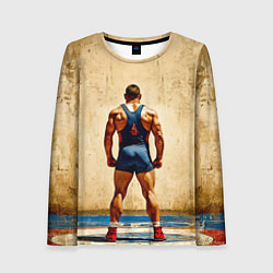 Лонгслив женский Греко-римский борец на бежевом, цвет: 3D-принт