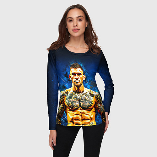 Женский лонгслив Дастин Порье на синем / 3D-принт – фото 3