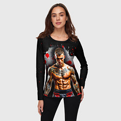 Лонгслив женский Дастин Порье на черном, цвет: 3D-принт — фото 2