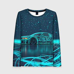 Лонгслив женский BMW неоновый фон, цвет: 3D-принт