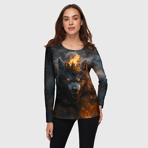 Женский лонгслив Волк в огне / 3D-принт – фото 3