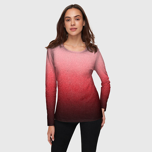 Женский лонгслив Мягкий градиент красно-розовый текстура крошка / 3D-принт – фото 3