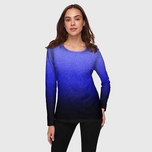 Женский лонгслив Градиент индиго из синего в чёрный / 3D-принт – фото 3