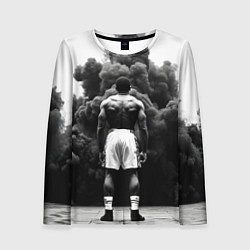 Лонгслив женский Мухаммед Али в черном дыму, цвет: 3D-принт