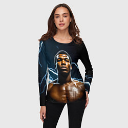 Лонгслив женский Мухаммед Али и молния, цвет: 3D-принт — фото 2