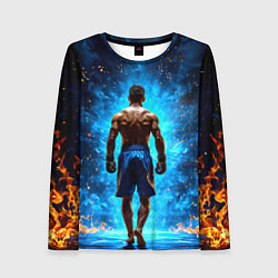Лонгслив женский Кикбоксер в огне, цвет: 3D-принт