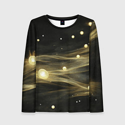 Женский лонгслив Золотистый свет на черной текстуре