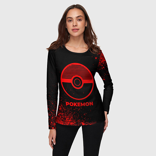 Женский лонгслив Pokemon - red gradient / 3D-принт – фото 3