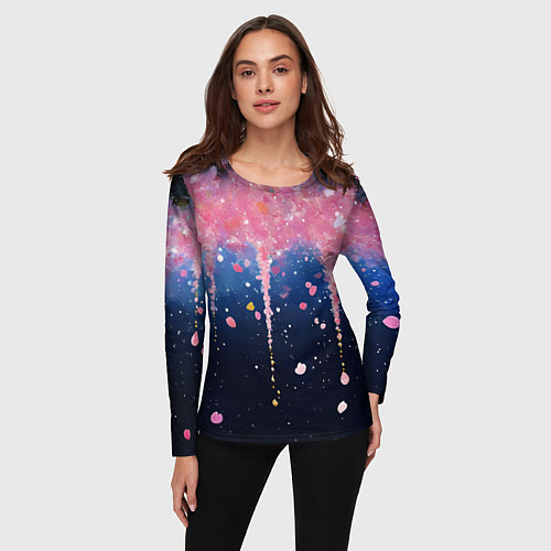 Женский лонгслив Розово-синяя текстура / 3D-принт – фото 3