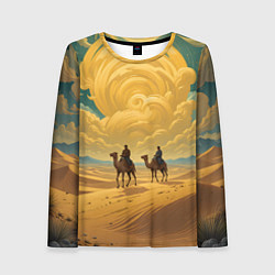Лонгслив женский В пустыне на верблюдах, цвет: 3D-принт