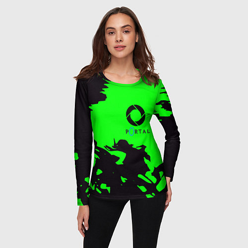 Женский лонгслив Portal черный дым / 3D-принт – фото 3