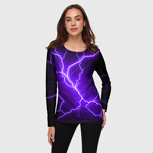 Женский лонгслив Color purple black / 3D-принт – фото 3