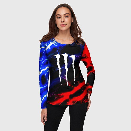 Женский лонгслив Monster energy молнии неон / 3D-принт – фото 3