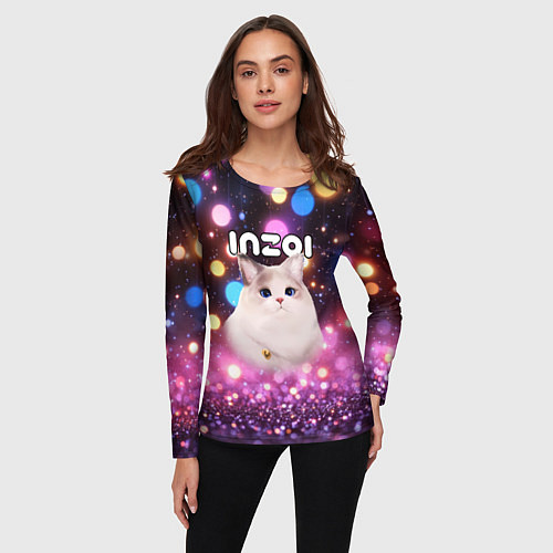 Женский лонгслив Inzoi кошечка и логотип / 3D-принт – фото 3