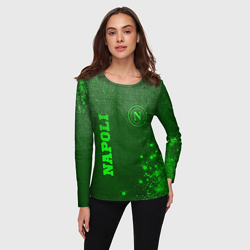 Женский лонгслив Napoli - green gradient вертикально / 3D-принт – фото 3