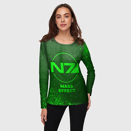 Женский лонгслив Mass Effect - green gradient / 3D-принт – фото 3