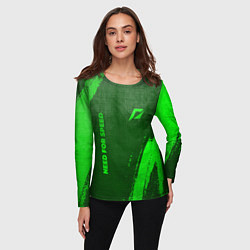 Лонгслив женский Need for Speed - green gradient вертикально, цвет: 3D-принт — фото 2