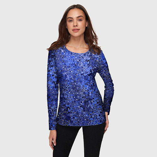 Женский лонгслив Синий ультрамарин абстрактная текстура / 3D-принт – фото 3