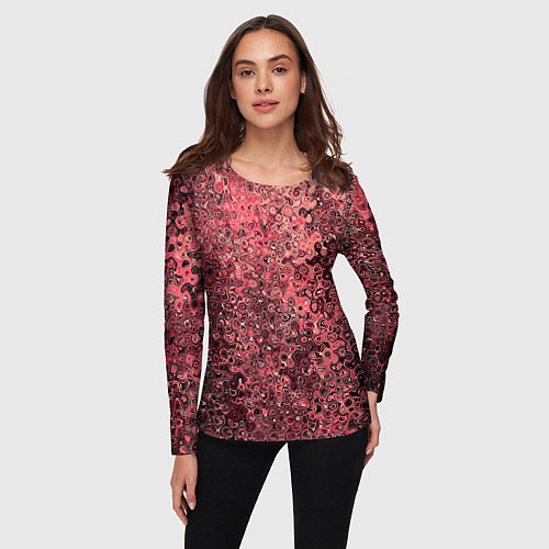 Женский лонгслив Тёмный розовый абстрактная текстура / 3D-принт – фото 3