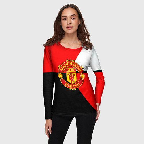 Женский лонгслив Манчестер юнайтед геометрия линии / 3D-принт – фото 3