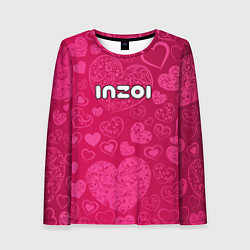 Женский лонгслив Inzoi лого на розовых сердечках