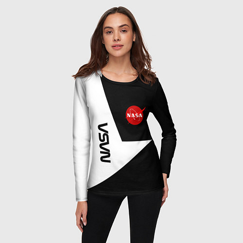 Женский лонгслив Nasa текстура геометрия / 3D-принт – фото 3