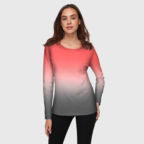 Женский лонгслив Бледный красно-серый градиент / 3D-принт – фото 3