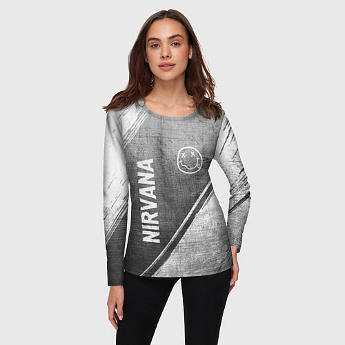 Женский лонгслив Nirvana - grey gradient вертикально / 3D-принт – фото 3
