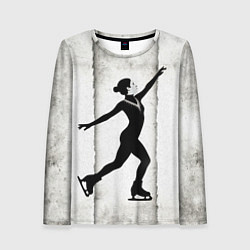 Лонгслив женский Фигуристка на сером, цвет: 3D-принт