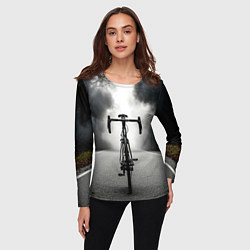 Лонгслив женский Шоссейный велосипед в черном дыму, цвет: 3D-принт — фото 2